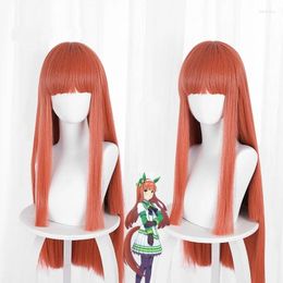 Feestartikelen Anime Mooie Derby Stilte Suzuka Pruik Mooie Lange Oranje Kleur Cosplay Props Lengte Ongeveer 80 cm