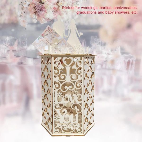 Suministros de fiestas Baby Shower Cumplir Collection Anniversary Exquisito Diy Recepciones Graduaciones de madera Hexagon Box Caja vintage