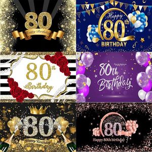 Party Supplies Falldrop PO Decoration Man Woman Pographie Pographie Banner Wall Happy 80th Birthday Ballon Custom Fond 80years Golden
