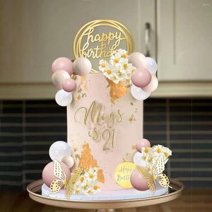 Party Supplies Ball Cake Topper Lichtbruin Boho Decoraties voor bruiloft Baby shower verjaardag Daisy bloem thema