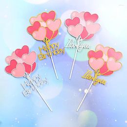 Feestartikelen Ballonnen Gelukkige Verjaardag Cupcake Topper Liefde Hart I Jij Bruidstaart Vlaggen Voor Meisjes Decoraties
