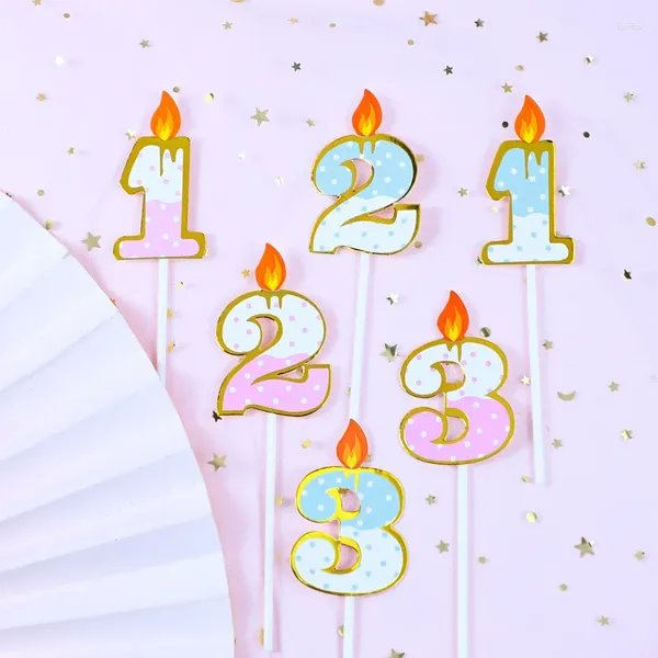 Fournitures de fête Bougies d'anniversaire DIY Baby Girl Cupcake Topper Cake Flags Kids Boys Wedding Bride Brike Decor