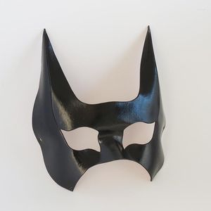 Partei liefert schwarze Fledermaus Cosplay halbe Gesichtsmaske handgemachte Rindsleder echtes Leder Halloween Nacht Tanz Ball Erwachsene Maskerade Prop