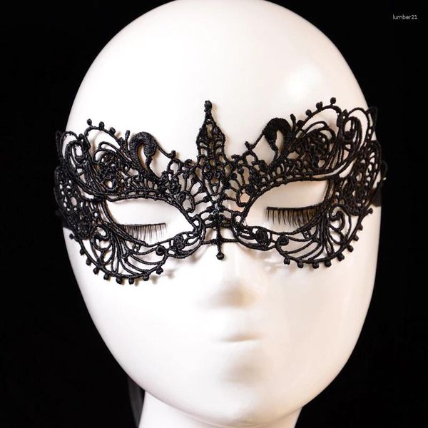 Fournions de fête Couleur noire Sexy Femmes Masque Masquerade en dentelle pour carnaval Halloween Half Face Cosplay Masques Animal festif