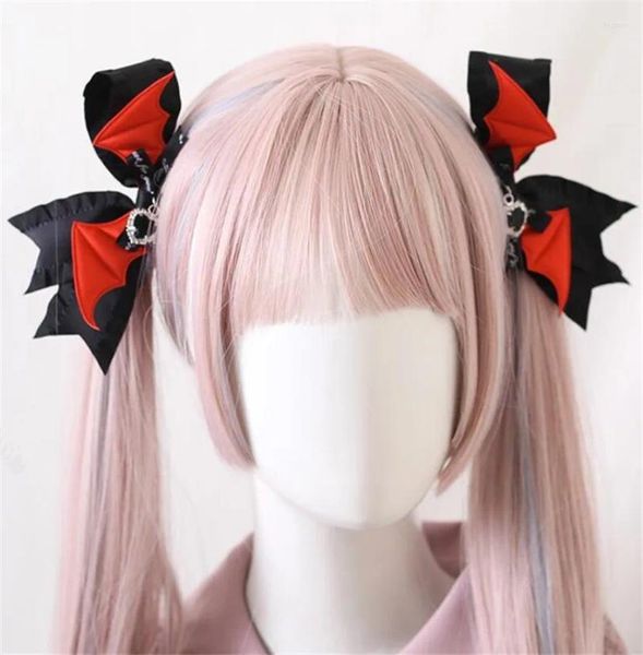 Fournitures de fête noir gothique Lolita fille Halloween ailes de chauve-souris coeur Punk Cosplay épingle à cheveux pince latérale accessoires B2462