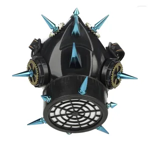 Feestbenodigdheden blauwe spikes masker masker Steampunk Gear Rivet Masks Halloween -kostuumaccessoire