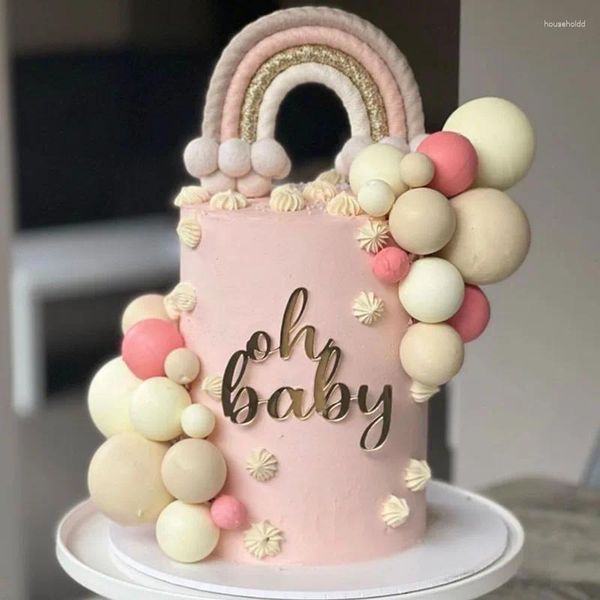 Fournitures de fête Boho tressé gâteau Topper à la main coton corde arc-en-ciel nuage décoration pour bébé douche mariage anniversaire décoration