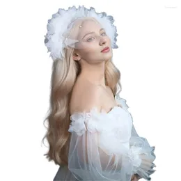 Suministros de fiesta Bridal Veil Bride Elaborado 3D Flower Hair Hoop Short Bachelorette Dropship
