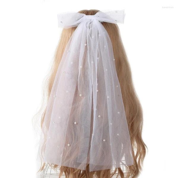 Fournitures de fête Veille Bridal Bride Elaborte Tulle Pearls Bow Short Bachelorette Hen Head Scarf