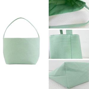 Suministros para fiestas a granel Easters Bucket Stripe Bolsas de dulces de almacenamiento grandes Canasta de Pascua de una sola manija Nuevo estilo para el festival Bolsa de regalo de Pascua