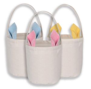 Feestartikelen Bunny Pasen Basket DIY Sublimatie Speelgoed Snoep Opbergtas met Handvat Polyester Konijn Oor Gift Bags SN6240