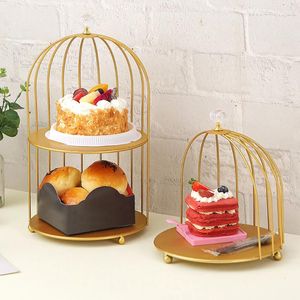 Feestartikelen Taartstandaard Voor Verjaardag Tafel Decor Fruit Dessert Display Huwelijksverjaardag Vogelkooi Vorm Opbergrek Planken