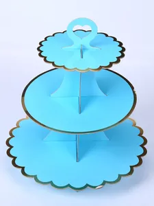 Party Supplies Cake Stand Trois couches d'or Stamping Birthday Decoration accessoires Mariage Disposable Dissert Afficher l'étagère