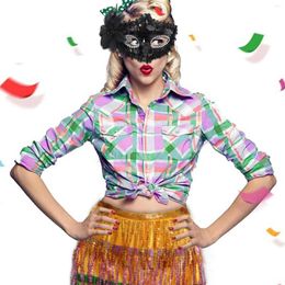 Feestartikelen Carnaval Maskerade Masker Heren en Dames Mardi Gras Sparkly Pailletten Kant Bloem Half Gezicht Dans Mode Oogmasker