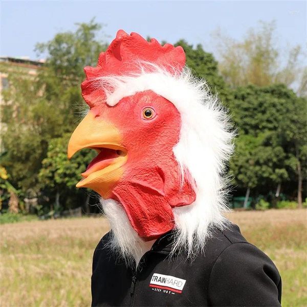 Masque de poulet en Latex, fournitures de fête, masque de coq d'halloween, masques de Cosplay pour femmes et hommes, accessoires de Costume de carnaval