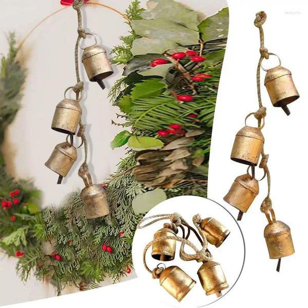 Suministros de fiesta Campanas de Navidad Metal Shabby Campana Vintage Capado Cada de la pared Puerta colgante de viento Chimes