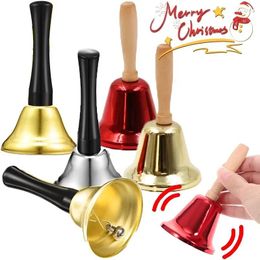 Fournitures de fête Christmas Hand Bell Bauble Jingle Bells Gold School Handbell Restaurant Call Service Noël Navidad Noel Année