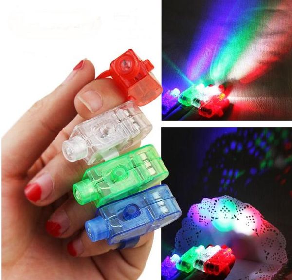 Suministros para fiestas Navidad LED-Lámpara de dedo Dedos Anillo Luz Resplandor Láser Dedo Vigas LED Anillos intermitentes Fiesta-Flash Juguete para niños SN2969