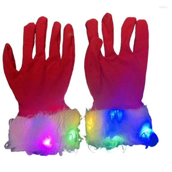 Fournitures de fête Les gants de Noël du Père Noël brillent dans le costume noir accessoires festivals de main lumineux