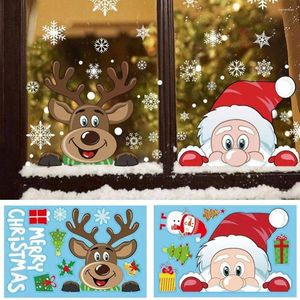 Fournitures de fête Christmas Snowflake Window Cling Sticker for Glass Ordga Decal Decoration Holiday Santa Claus Rendeer P Y6K0