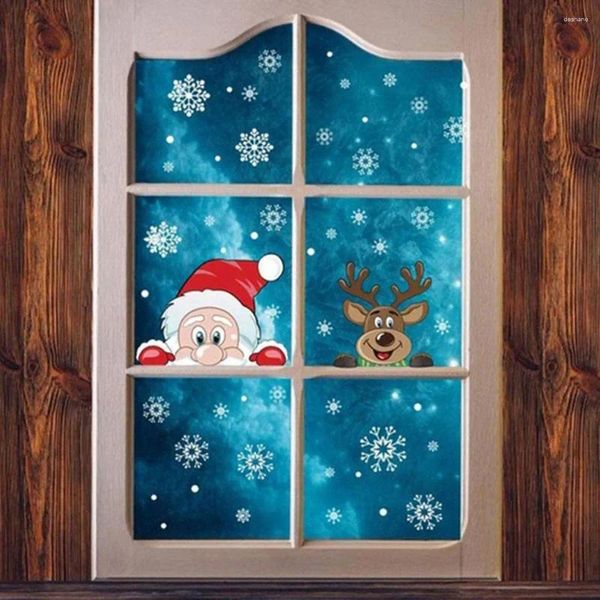 Fournitures de fête Christmas Snowflake Window Cling Sticker for Glass Noël décoration de décoration de vacances Santa Claus Rendeer P H4F4