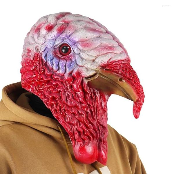 Fournions de fête Christmas Turkey Mask Halloween Rooster Full Head Headgear Thanksgiving Christma Animal Carnival Cosplay Latex