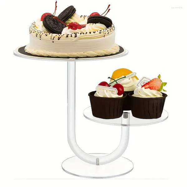 Suministros para fiestas de pastel transparente 2 capas Torre de cupcake de acrílico exhibición de tazas premium árbol de postre de copa para cumpleaños Halloween