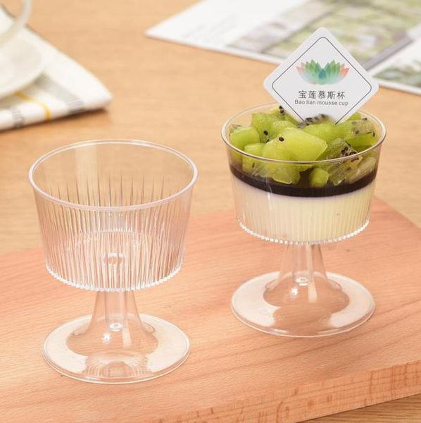 Articles de fête Transparent Dessert Pudding Bol Coupe De Crème Glacée pour Fête D'anniversaire Dîner De Vacances Vaisselle Jetable SN4701