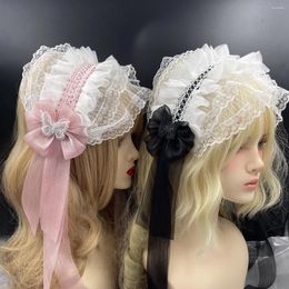 Party Supplies Cosplay Anime Gothic Lolita Maid Lace Band Band Femmes Girls Ruffles Flower broderie Hairband Headpiece Hair Hoop Accessoire