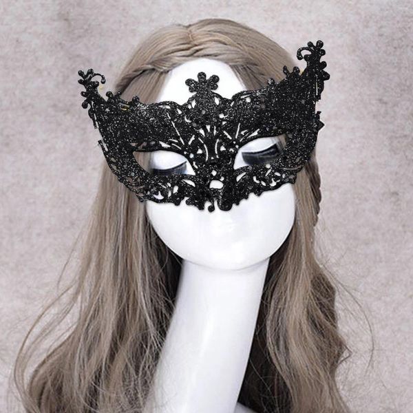 Fournitures de fête Cosplay Face Covers masque paillettes Shinny Femmes Ribbon Mysterous Couverture oculaire pour mascarade Luxury Venetian Halloween