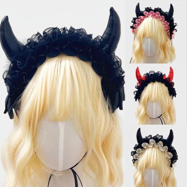 Party Supplies Cosplay Bandbouleau noir Punk Halloween Costume Devil Horns Fancy Dishoard Cartoon Ghost Hairpin For Carnival