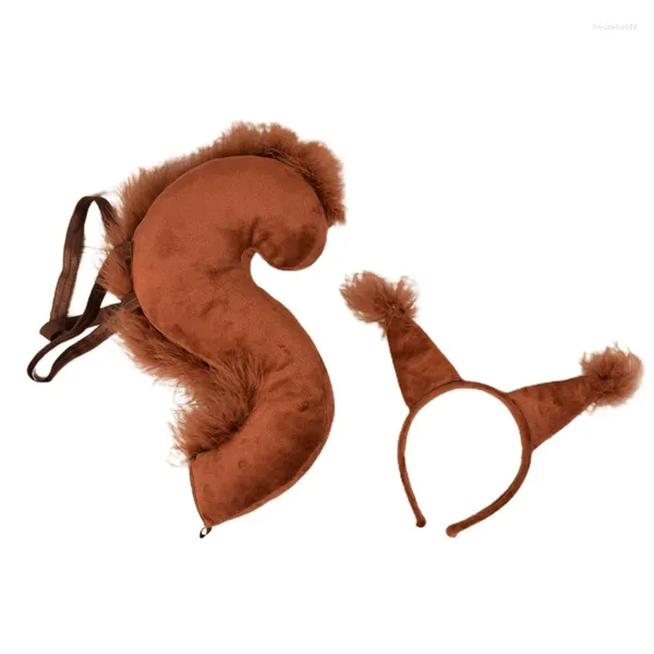 Fournitures de fête Cosplay oreilles d'écureuil en forme de cerceau et de queue, costumes fantaisie d'animaux pour enfants, nouveauté pour accessoires d'Halloween