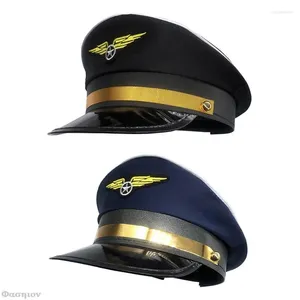 Fournitures de fête Costume Police marins casquettes capitaines vol 58 cm bateau avion préposé chapeau capitaine chapeaux habiller pilote Cosplay casquette