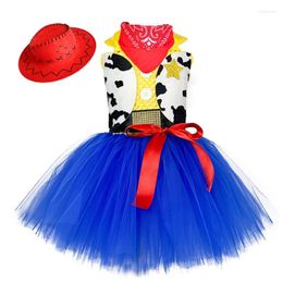 Suministros de fiesta Cowboy Cowgirl Girls Tutu Tutu Vestido con bufanda de sombrero atuendo Fancy Tulle Girl Birthday Kids Halloween Disfraz 1-12 Año