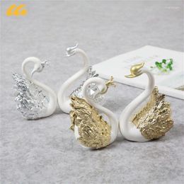 Fournitures de fête Table du verre de la couronne Swan Baking Decorative Birthday Anniversary Ornement Cake Topper Figure Paper Weight Desk Decoration Home Decoration