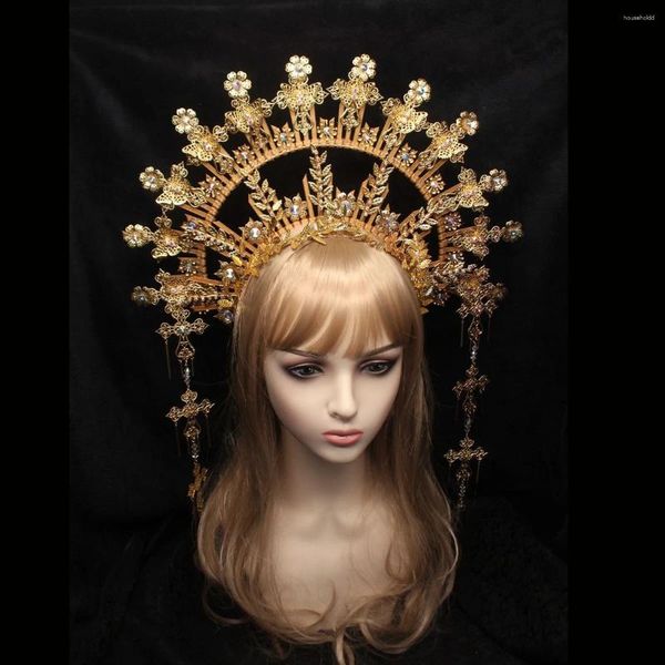 Suministros para fiestas, tocado de corona, tocado de Halo barroco, gótico, Punk, para mujer, diadema de Ángel de diosa Lolita, accesorios para disfraz de Cosplay