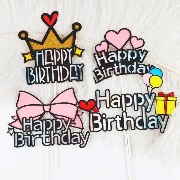 Party Supplies Cupcake Topper Flags Crown Love Balloon Ball Butfly Kids Happy Birthday Wedding Baby Shower Baking Decor