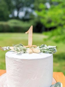 Décoration de gâteau d'anniversaire personnalisée, fournitures de fête, décor en bois Unique avec numéro d'âge pour