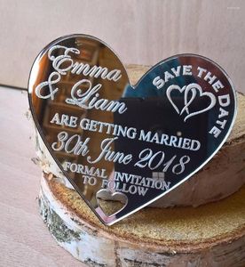 Suministros para fiestas Calendario personalizado En forma de corazón Guardar la fecha Imanes de nevera Hechos de espejo Acrílico Regalos de boda para invitados Favores