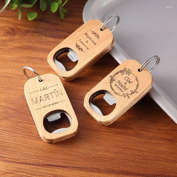 Porte-clés ouvre-bois avec noms de mariage gravés personnalisés, fournitures de fête, bouteille cadeau, cadeau d'anniversaire pour homme, ami, fête des pères