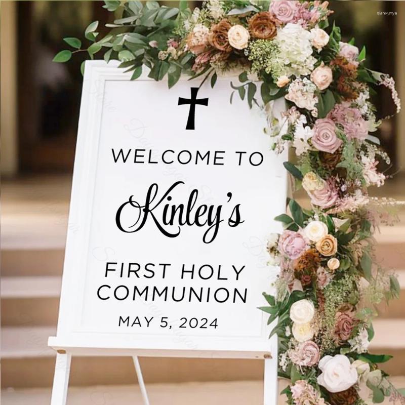 Party Supplies Custom First Holy Communion Welcome Sign Sign Personlig skumbräda för katolsk dop Bakgrundsdekoration