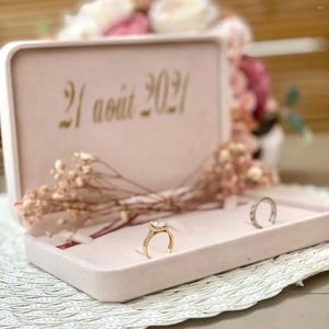 Boîte à bijoux en flanelle personnalisée, fournitures de fête, collier, bague, boucle d'oreille, Bracelet à ongles, coffrets cadeaux pour mariée, demoiselle d'honneur, mariage