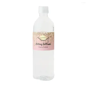 Feestvoorraden Custom Girly Stijlvolle roségoud glitter Graduation Water Bottle Label Wrappers