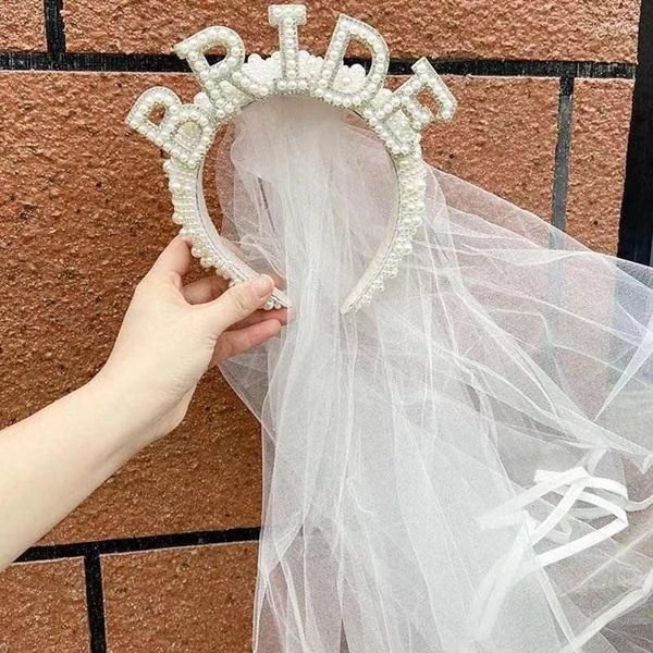 Suministros para fiestas Letra personalizada Novia para ser Diadema Postizo con velo Regalos de gallina de boda Accesorio para el cabello para regalos de matrimonio Daugther