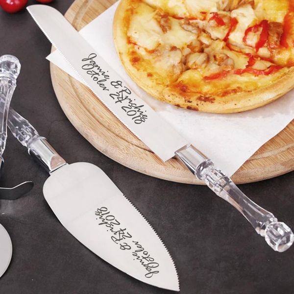 Suministros para fiestas, cuchillo para pastel de bodas de acero inoxidable personalizado y juego de servidor, pala, postres, cortador de pasteles, objeto personalizable