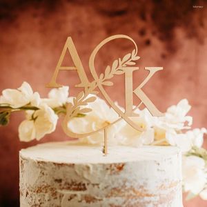 Suministros de fiesta Cake de boda personalizado Topper de madera Anniversary Decoración personalizada Apellido Acento