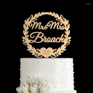 Feestbenodigdheden aangepaste krans cake topper gepersonaliseerde naam voor bruiloften/jubilea/bruidsdouches bruid en bruidegom verjaardag