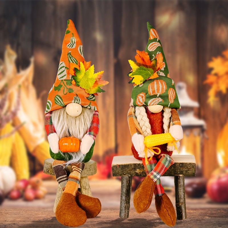Feestartikelen Leuke Christmas Thanksgiving Pumpkin Head Faceless Doll Decoration Creative Dwarf Elf Festival Figurine Dolls