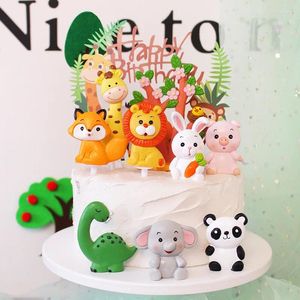 Supplies de fête mignonnes de toppers à gâteau animal forestier lion girafe éléphant panda cupcake topper mariage joyeux anniversaire décorations