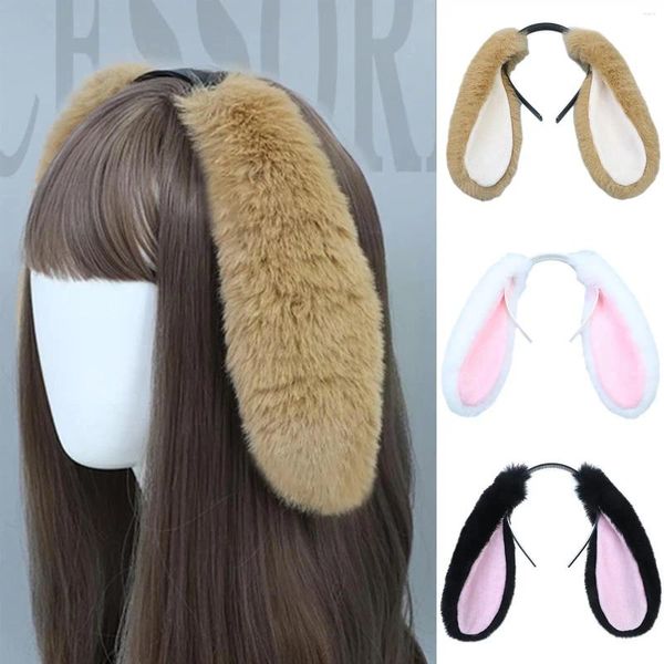 Cerceau de cheveux à longues oreilles, fournitures de fête, Anime Cosplay, accessoires en peluche douce, bandeau moelleux, couvre-chef Co I3U2